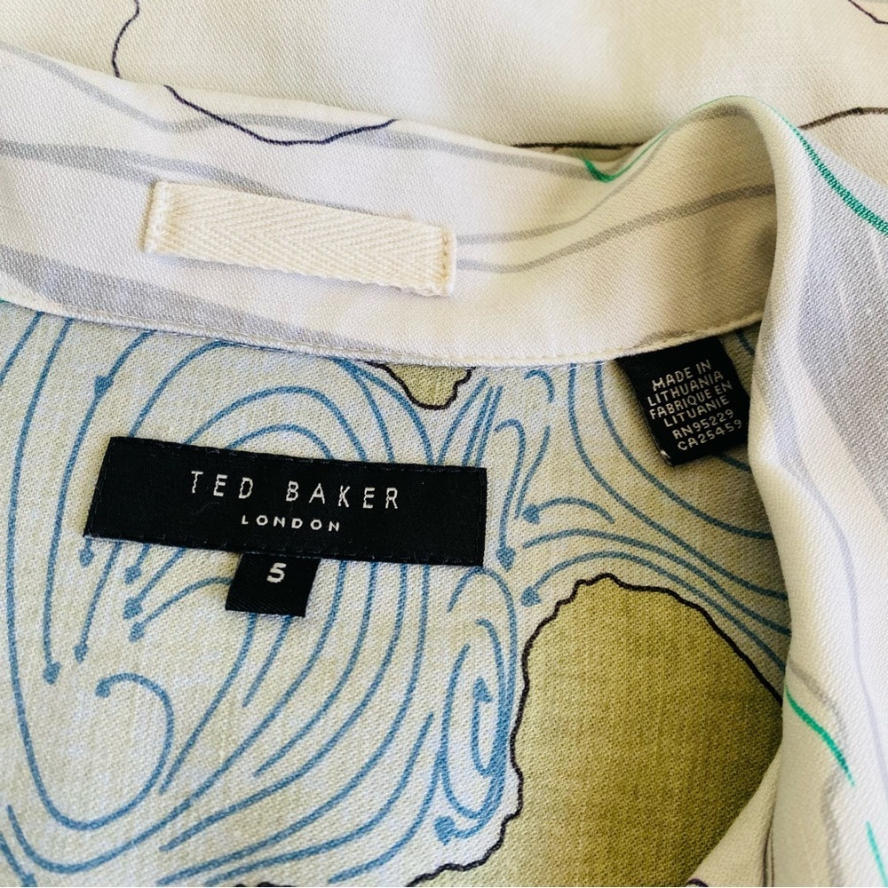 Ted Baker London Briary Wave Short Sleeve Button Up Size 5/XL - Picture 4 of 5